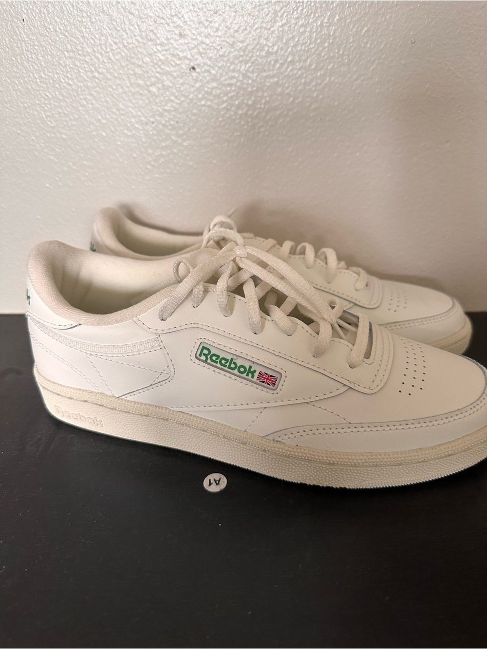Reebok White Leather Sneakers with Green Logo